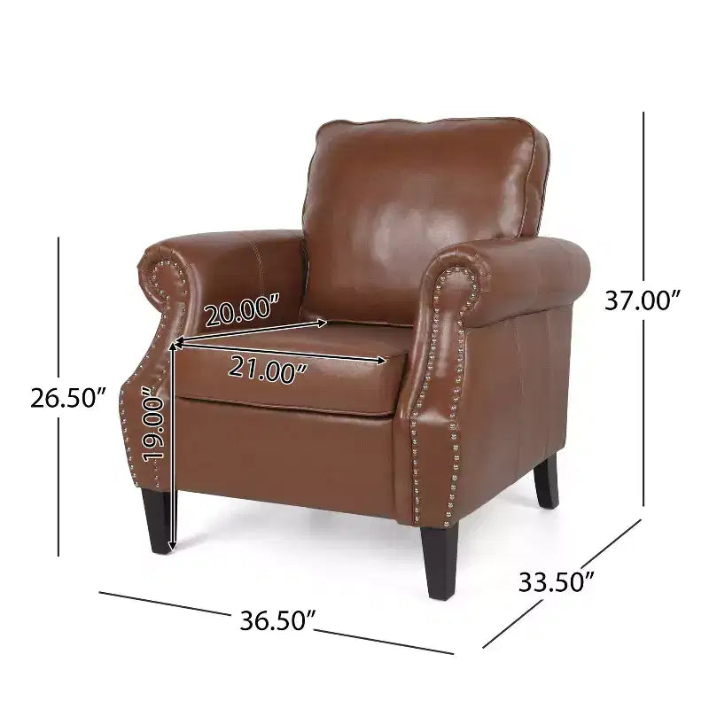 Fauteuil club en similicuir Dowd Christopher Knight Home avec clous décoratifs