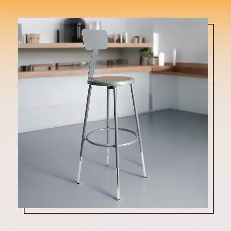 Tabouret de bar en acier avec dossier collection Felix, hauteur comptoir, 63,5-83,8 cm, Hampden Furnishings