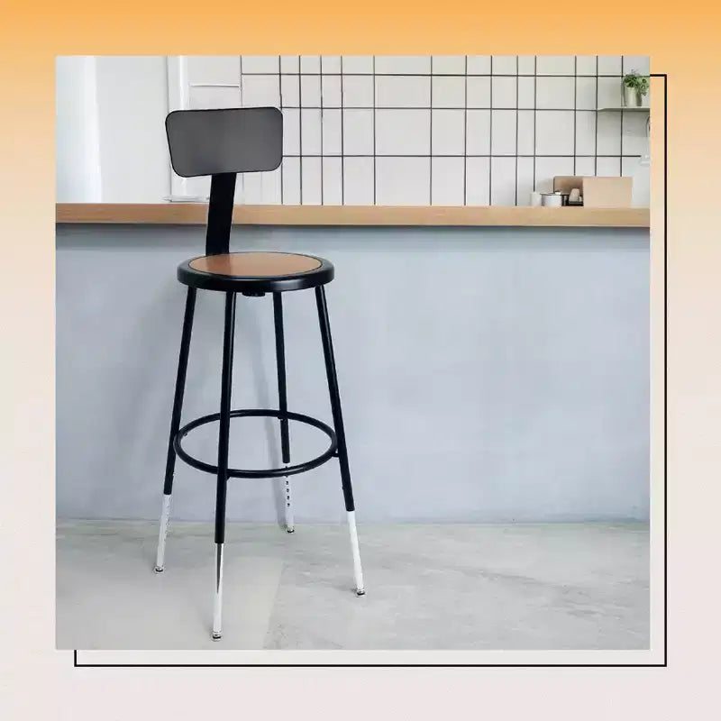 Tabouret de bar en acier avec dossier collection Felix, hauteur comptoir, 63,5-83,8 cm, Hampden Furnishings