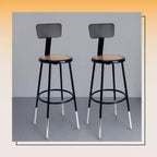 Tabouret de bar en acier avec dossier collection Felix, hauteur comptoir, 63,5-83,8 cm, Hampden Furnishings