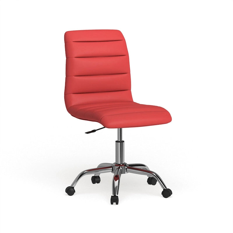 Chaise de bureau sans accoudoirs en vinyle à dossier mi-hauteur Ripple