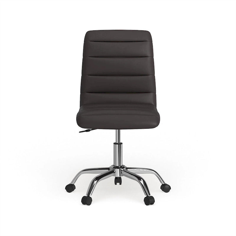 Chaise de bureau sans accoudoirs en vinyle à dossier mi-hauteur Ripple