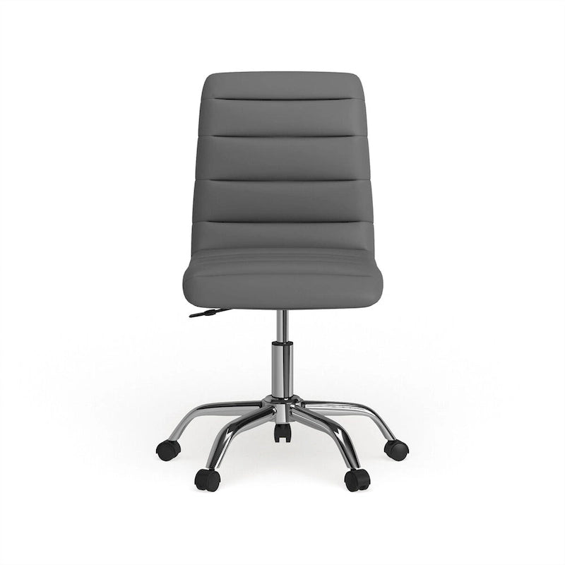 Chaise de bureau sans accoudoirs en vinyle à dossier mi-hauteur Ripple