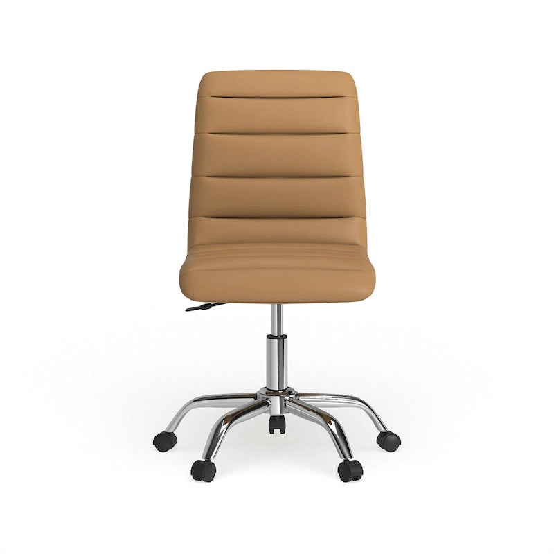 Chaise de bureau sans accoudoirs en vinyle à dossier mi-hauteur Ripple