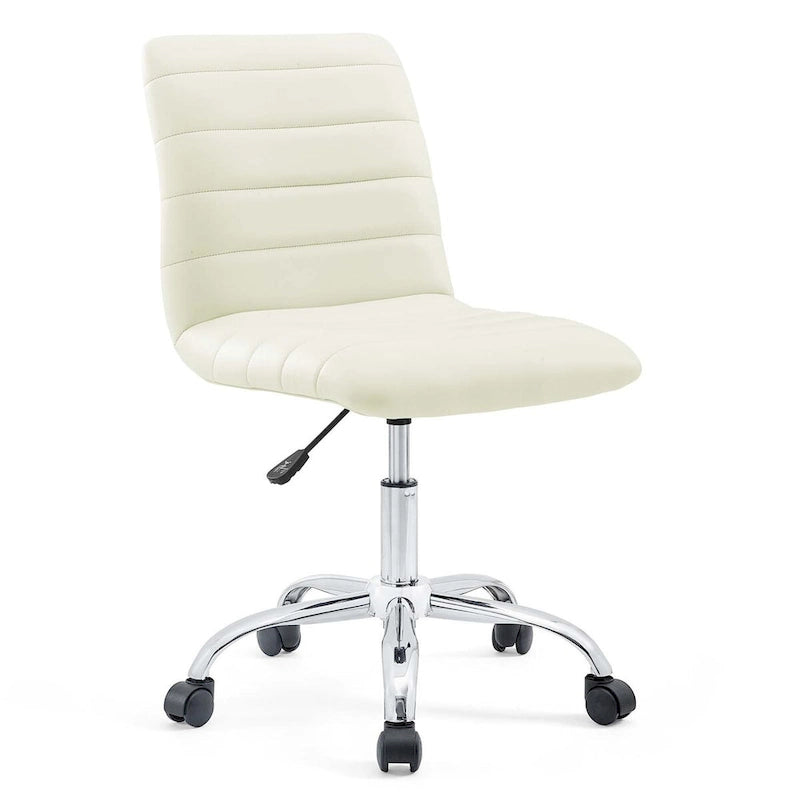 Chaise de bureau sans accoudoirs en vinyle à dossier mi-hauteur Ripple