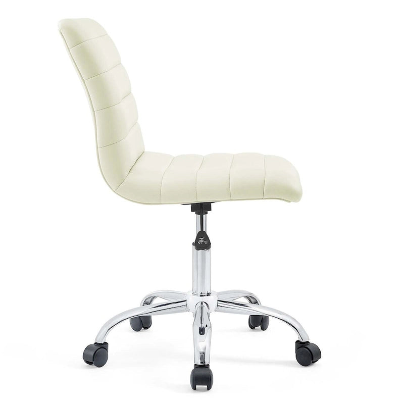 Chaise de bureau sans accoudoirs en vinyle à dossier mi-hauteur Ripple