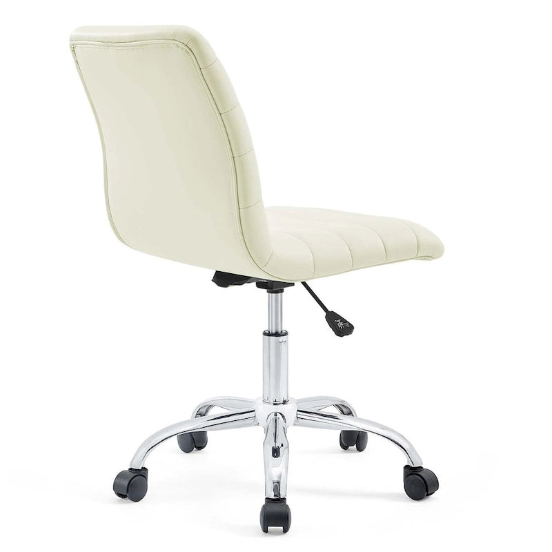 Chaise de bureau sans accoudoirs en vinyle à dossier mi-hauteur Ripple