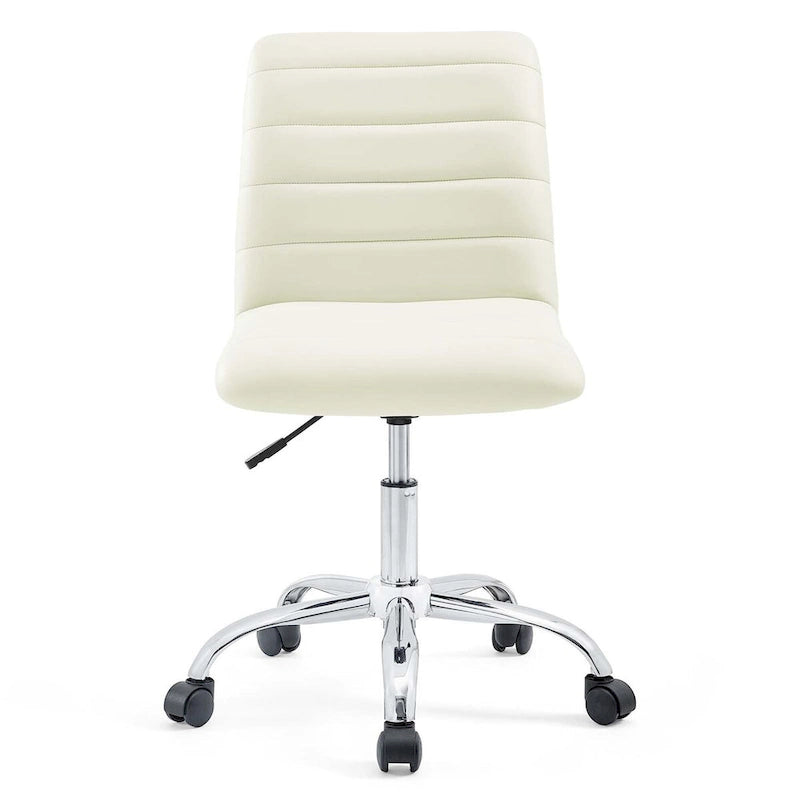 Chaise de bureau sans accoudoirs en vinyle à dossier mi-hauteur Ripple