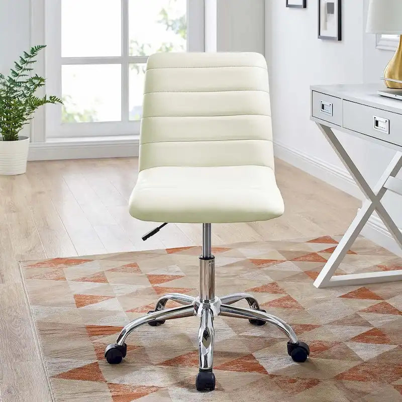 Chaise de bureau sans accoudoirs en vinyle à dossier mi-hauteur Ripple