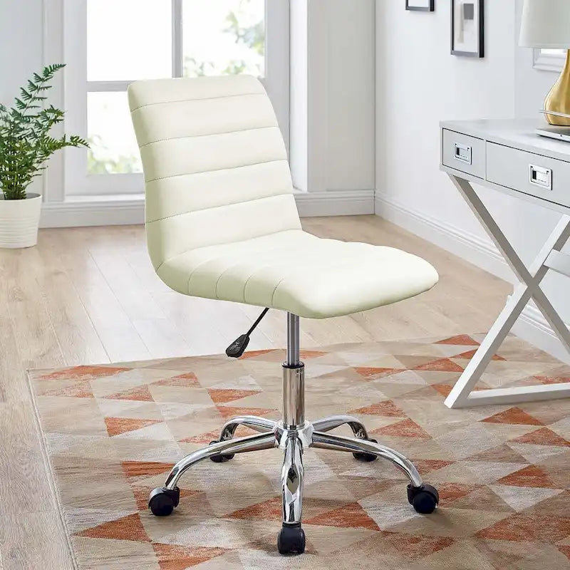 Chaise de bureau sans accoudoirs en vinyle à dossier mi-hauteur Ripple