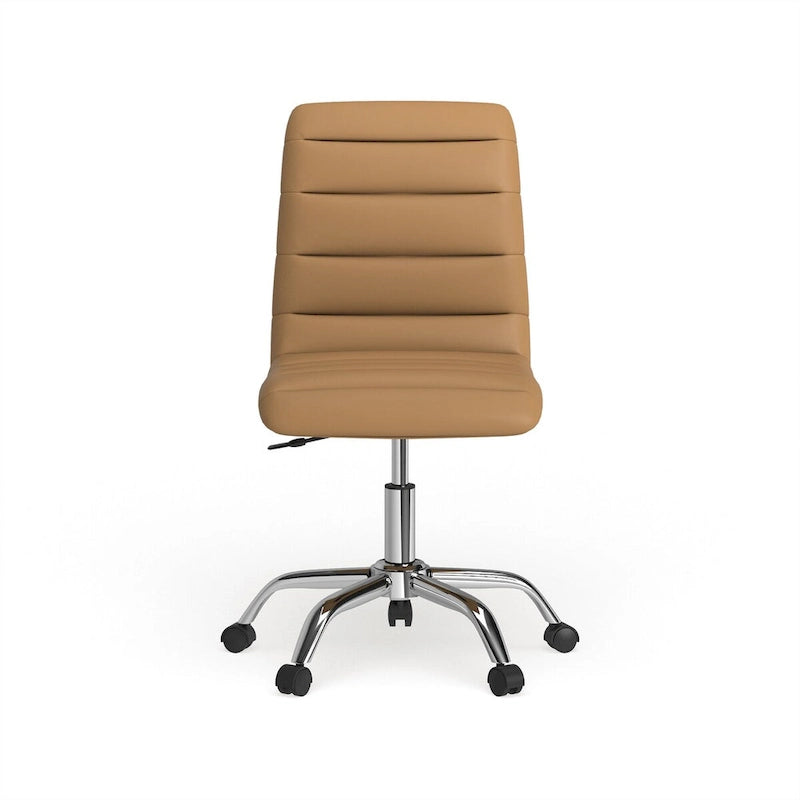 Chaise de bureau sans accoudoirs en vinyle à dossier mi-hauteur Ripple
