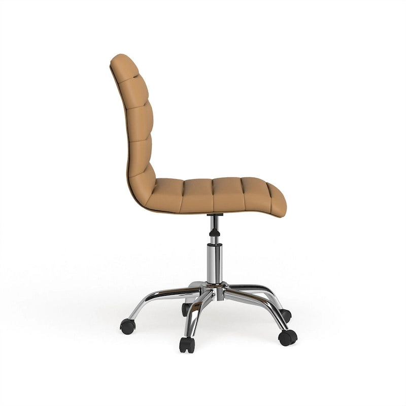 Chaise de bureau sans accoudoirs en vinyle à dossier mi-hauteur Ripple