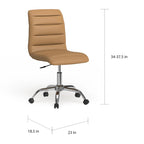 Chaise de bureau sans accoudoirs en vinyle à dossier mi-hauteur Ripple