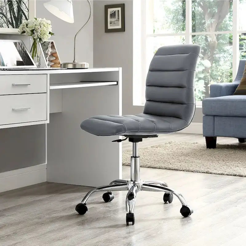 Chaise de bureau sans accoudoirs en vinyle à dossier mi-hauteur Ripple