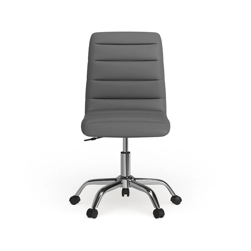 Chaise de bureau sans accoudoirs en vinyle à dossier mi-hauteur Ripple