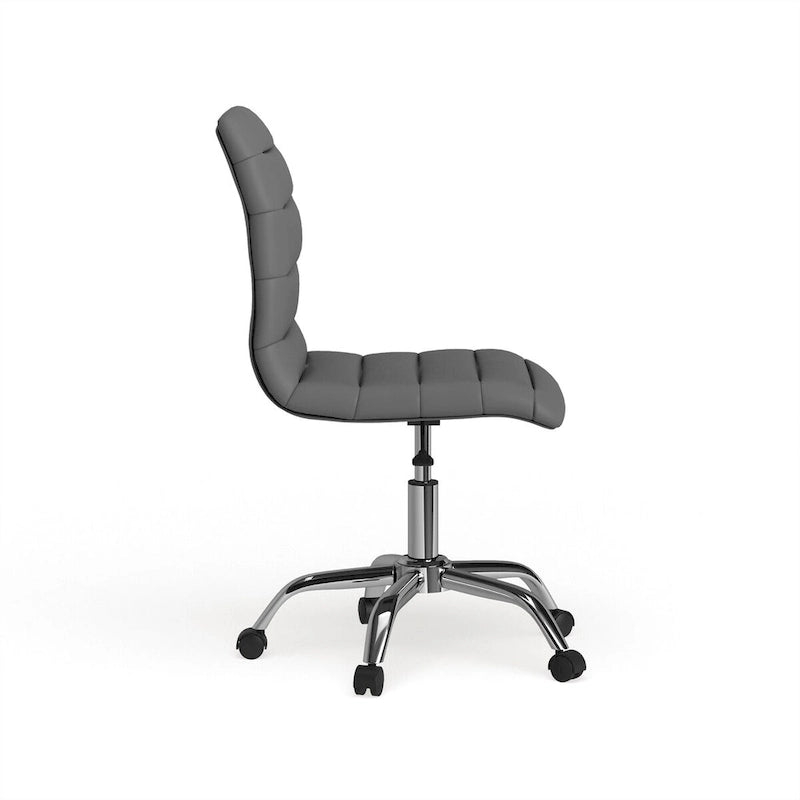 Chaise de bureau sans accoudoirs en vinyle à dossier mi-hauteur Ripple