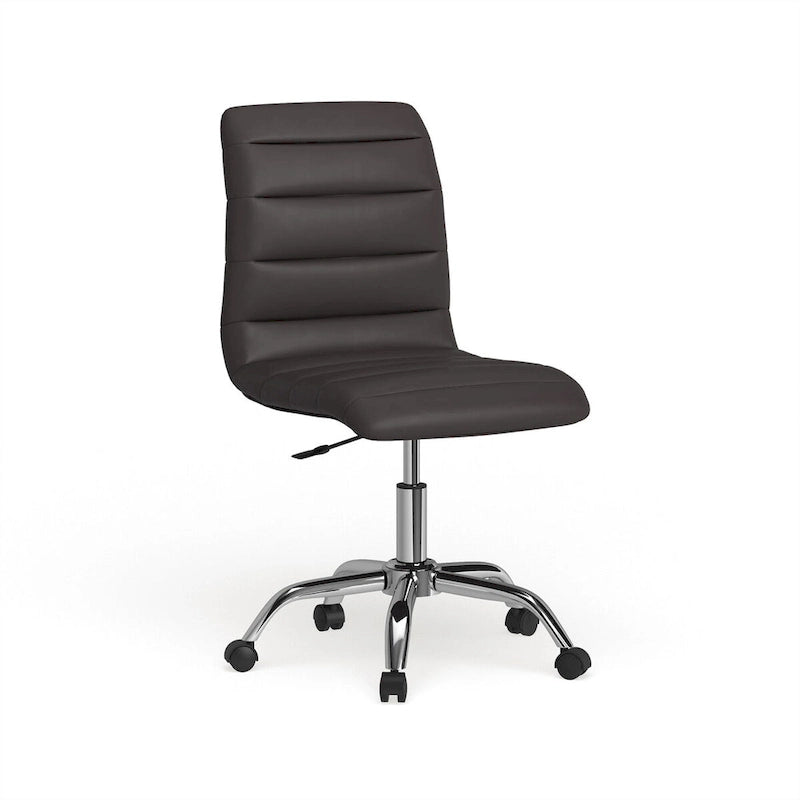 Chaise de bureau sans accoudoirs en vinyle à dossier mi-hauteur Ripple