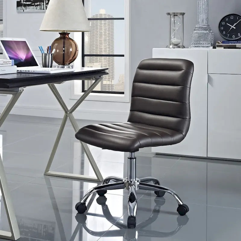 Chaise de bureau sans accoudoirs en vinyle à dossier mi-hauteur Ripple