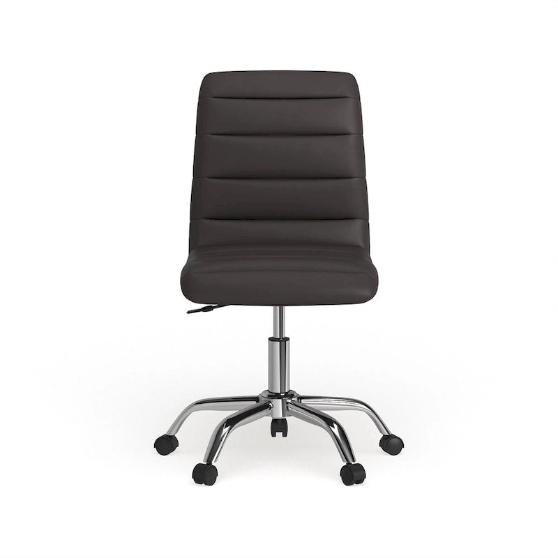 Chaise de bureau sans accoudoirs en vinyle à dossier mi-hauteur Ripple