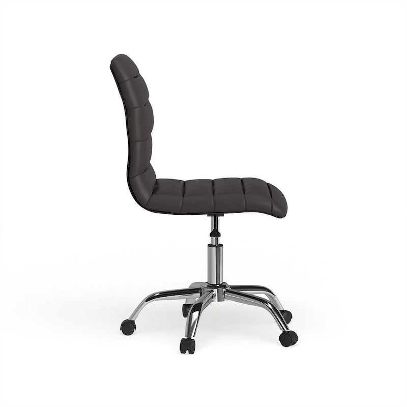Chaise de bureau sans accoudoirs en vinyle à dossier mi-hauteur Ripple
