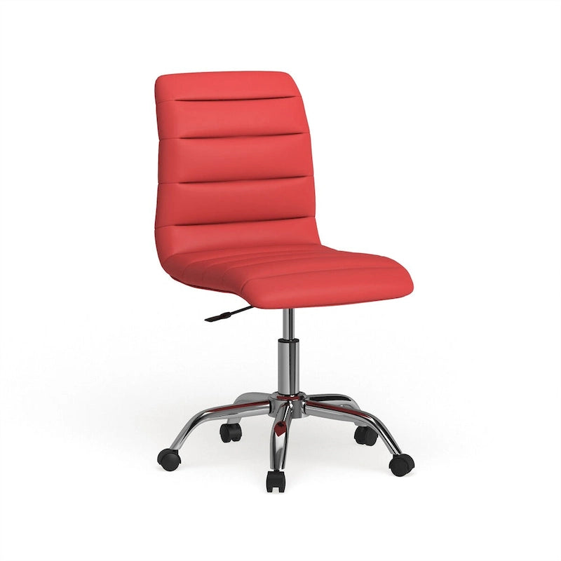 Chaise de bureau sans accoudoirs en vinyle à dossier mi-hauteur Ripple