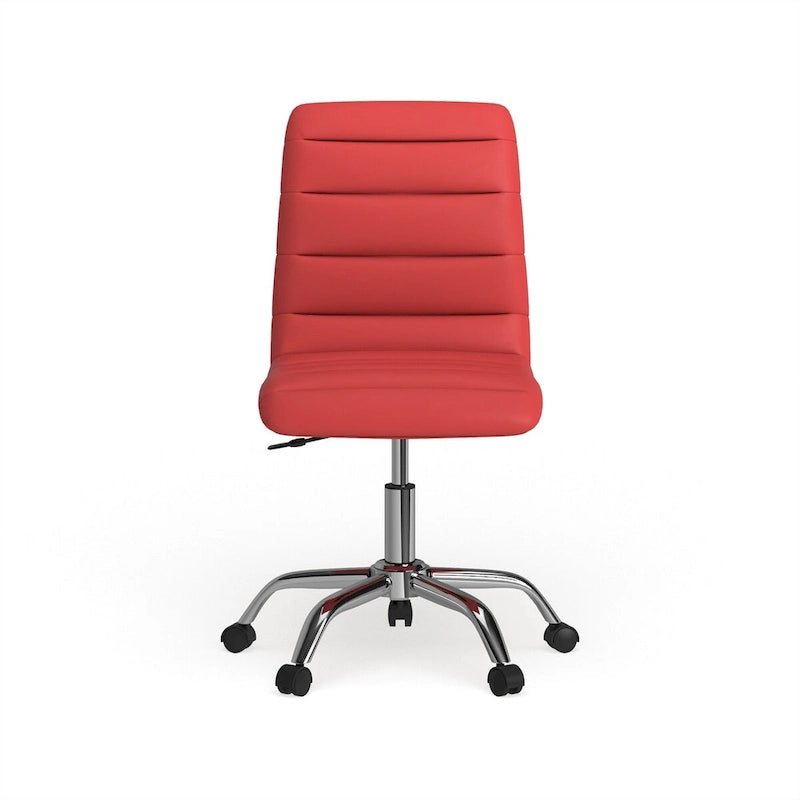Chaise de bureau sans accoudoirs en vinyle à dossier mi-hauteur Ripple