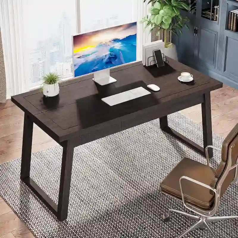 Bureau de direction, bureau d'ordinateur avec tiroir, bois massif