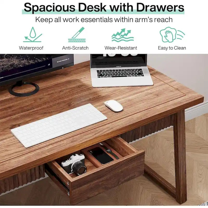 Bureau de direction, bureau d'ordinateur avec tiroir, bois massif