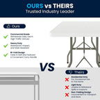 Table de réception pliable en plastique blanc imitation granit, 30 po L. x 96 po l., avec poignée de transport