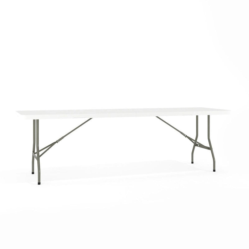 Table de réception pliable en plastique blanc imitation granit, 30 po L. x 96 po l., avec poignée de transport