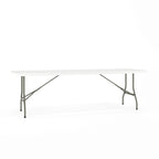 Table de réception pliable en plastique blanc imitation granit, 30 po L. x 96 po l., avec poignée de transport