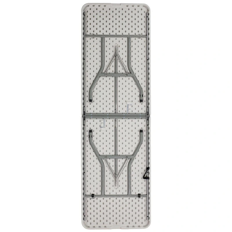 Table de réception pliable en plastique blanc imitation granit, 30 po L. x 96 po l., avec poignée de transport
