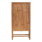 Armoire haute Sibu en rotin naturel de Bohème et bois de teck