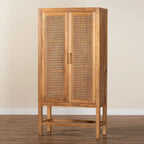 Armoire haute Sibu en rotin naturel de Bohème et bois de teck