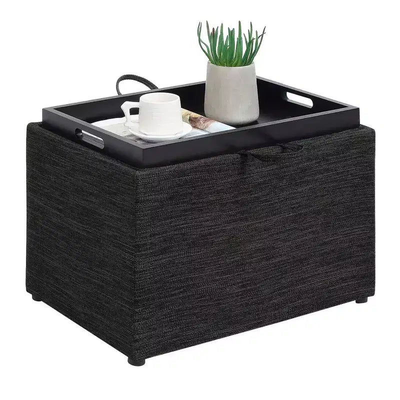 Pouf de rangement d'appoint Breighton Home Designs4Comfort avec plateau réversible