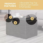 Pouf de rangement d'appoint Breighton Home Designs4Comfort avec plateau réversible