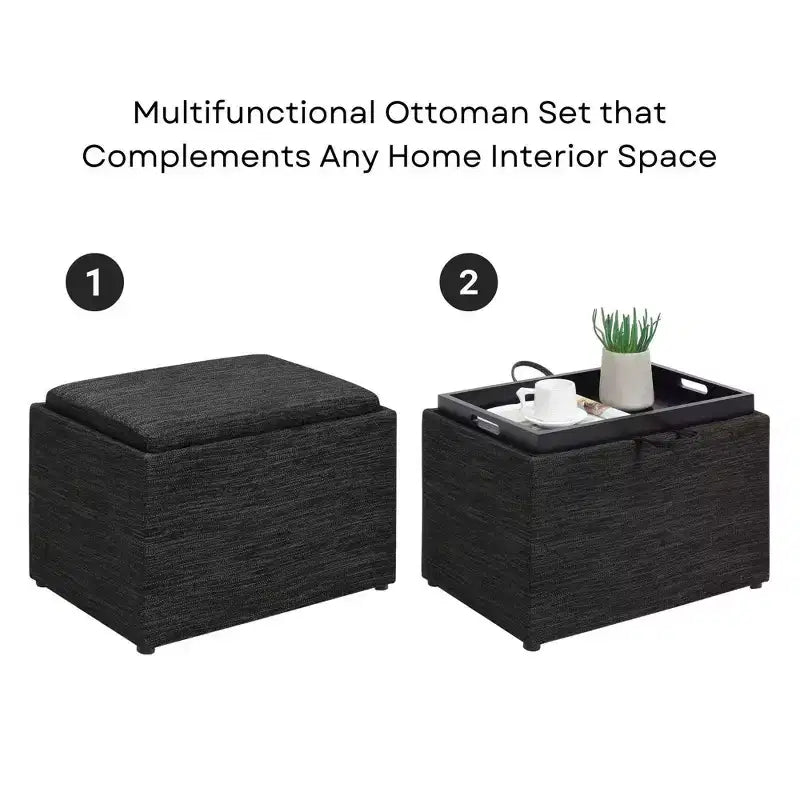 Pouf de rangement d'appoint Breighton Home Designs4Comfort avec plateau réversible
