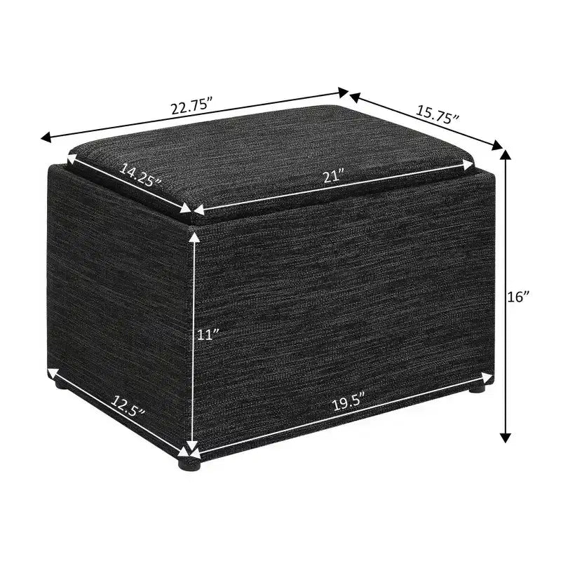 Pouf de rangement d'appoint Breighton Home Designs4Comfort avec plateau réversible
