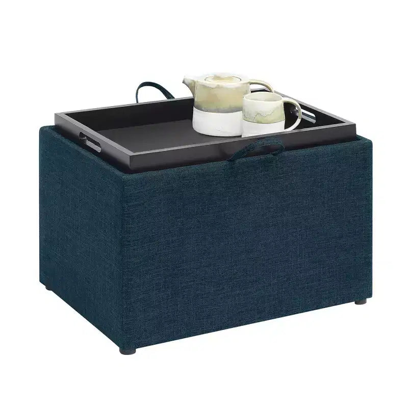 Pouf de rangement d'appoint Breighton Home Designs4Comfort avec plateau réversible