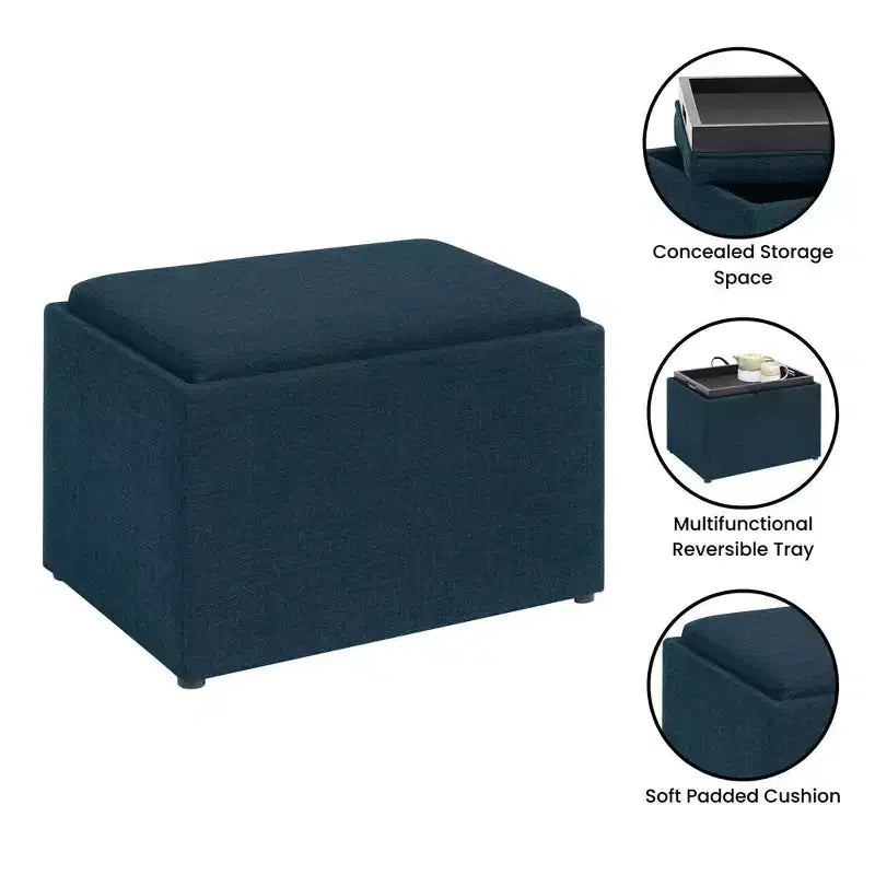 Pouf de rangement d'appoint Breighton Home Designs4Comfort avec plateau réversible