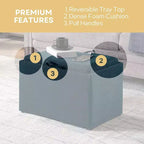 Pouf de rangement d'appoint Breighton Home Designs4Comfort avec plateau réversible