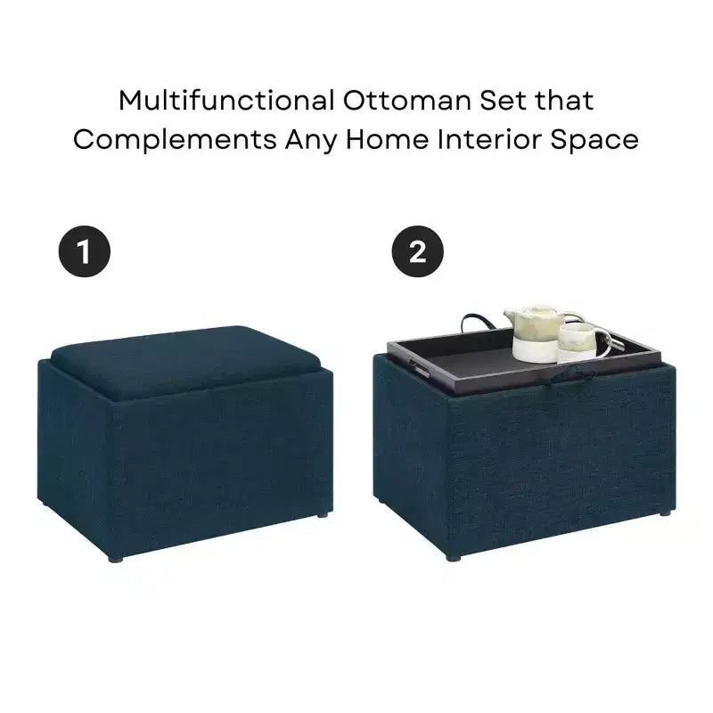 Pouf de rangement d'appoint Breighton Home Designs4Comfort avec plateau réversible