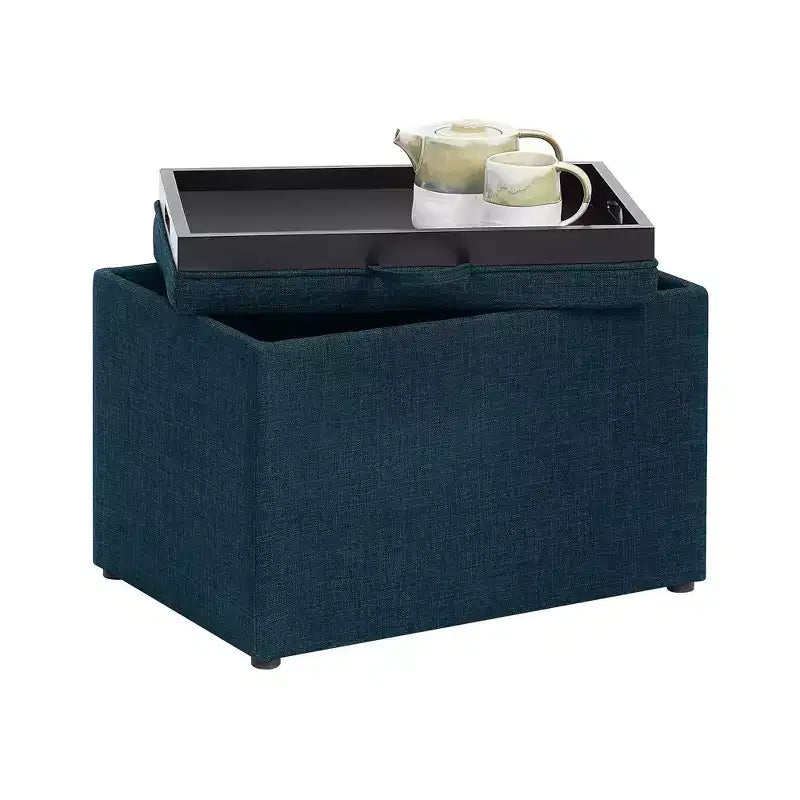 Pouf de rangement d'appoint Breighton Home Designs4Comfort avec plateau réversible