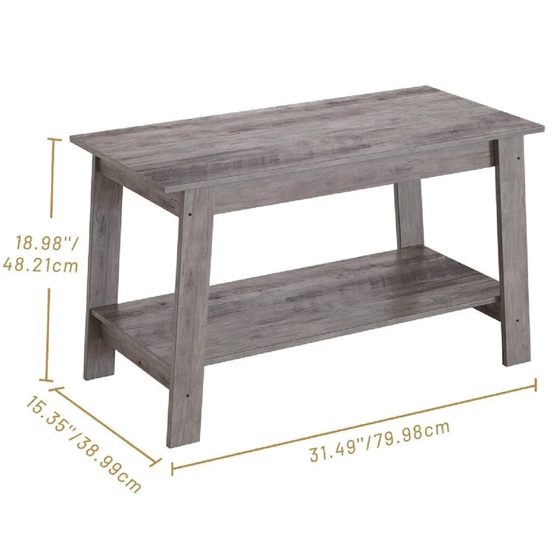 Petite table basse rustique à 2 niveaux pour salon
