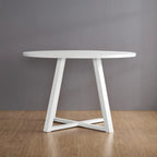 Ensemble de salle à manger rond 5 pièces Roundhill Durban, table à manger à tréteaux avec 4 chaises en bouclette