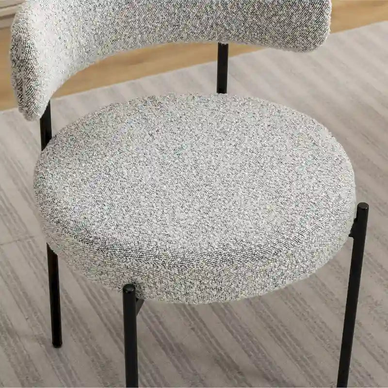 Ensemble de salle à manger rond 5 pièces Roundhill Durban, table à manger à tréteaux avec 4 chaises en bouclette