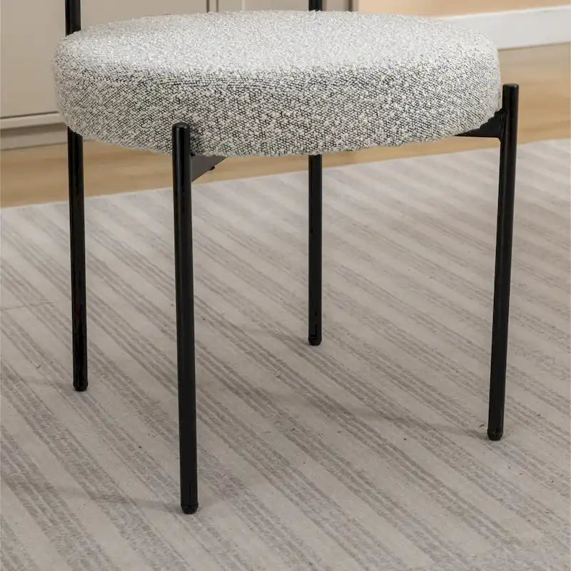 Ensemble de salle à manger rond 5 pièces Roundhill Durban, table à manger à tréteaux avec 4 chaises en bouclette