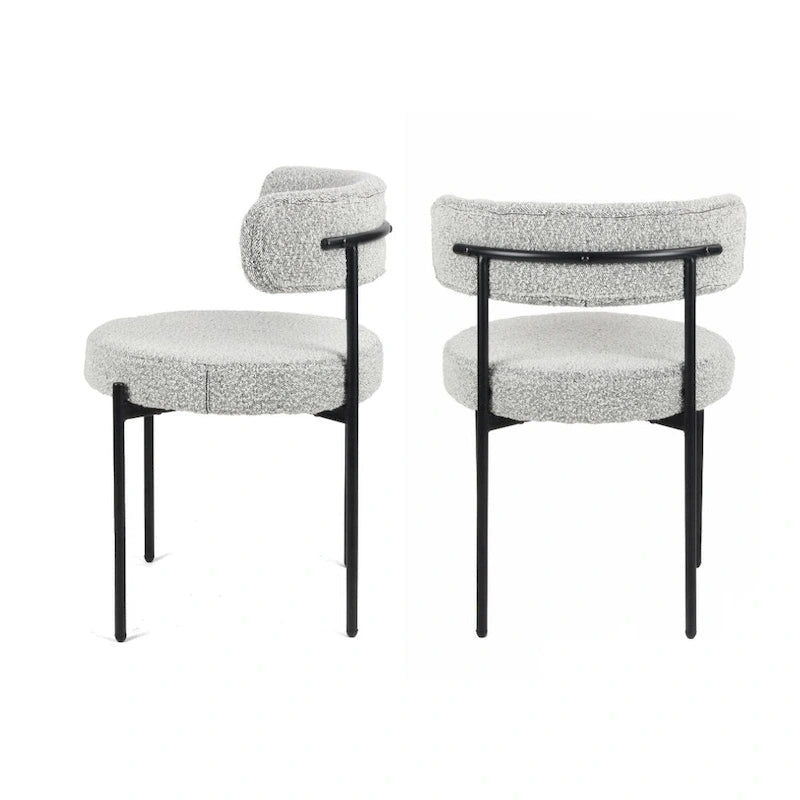 Ensemble de salle à manger rond 5 pièces Roundhill Durban, table à manger à tréteaux avec 4 chaises en bouclette