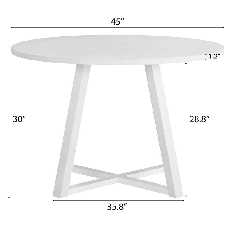 Ensemble de salle à manger rond 5 pièces Roundhill Durban, table à manger à tréteaux avec 4 chaises en bouclette
