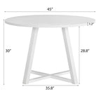 Ensemble de salle à manger rond 5 pièces Roundhill Durban, table à manger à tréteaux avec 4 chaises en bouclette